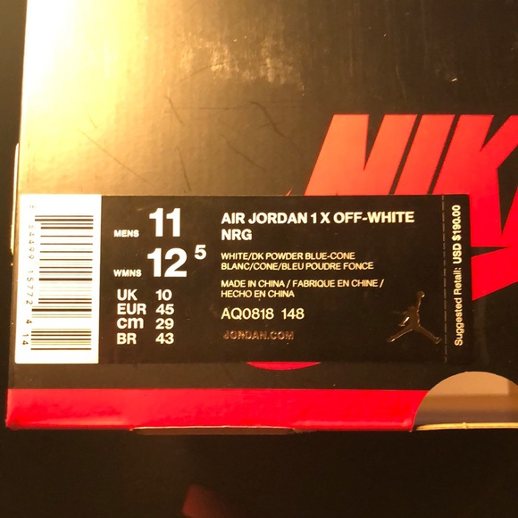 Off-White Jordan 1 UNC - Picture 13 of 16